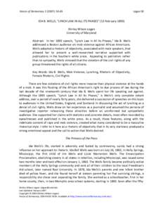 Ida B. Wells / Lynching / Ku Klux Klan / National Association for the Advancement of Colored People / W. E. B. Du Bois / Timothy Thomas Fortune / Nadir of American race relations / United States / Reconstruction / Lynching in the United States