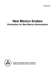 Circular 541  New Mexico Snakes Information for New Mexico Homeowners  EX
