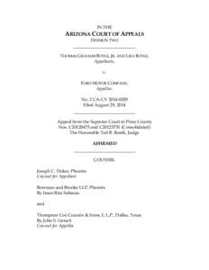 IN THE  ARIZONA COURT OF APPEALS DIVISION TWO THOMAS GRAHAM BOYLE, JR. AND LISA BOYLE, Appellants,