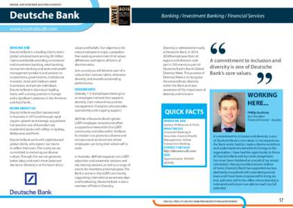 NATIONAL LGBTI RECRUITMENT GUIDE PRIDE IN DIVERSITY  Deutsche Bank Banking / Investment Banking / Financial Services