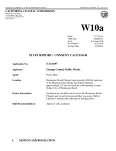 STATE OF CALIFORNIA - NATURAL RESOURCES AGENCY  EDMUND G. BROWN, JR., G OVERNOR CALIFORNIA COASTAL COMMISSION South Coast Area Office