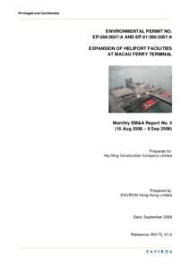 Privileged and Confidential  ENVIRONMENTAL PERMIT NO. EP[removed]A AND EP[removed]A EXPANSION OF HELIPORT FACILITIES AT MACAU FERRY TERMINAL