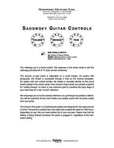 SADOWSKY GUITARS LTD[removed]41ST AVENUE • 4TH FLOOR LONG ISLAND CITY, NY 11101 — PHONE[removed]FAX[removed]