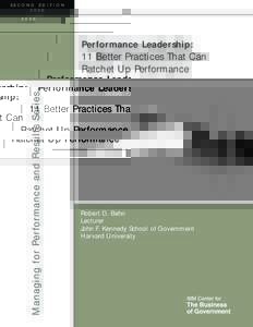 SECOND EDITION 2006 Managing for Performance and Results Series  Performance Leadership:
