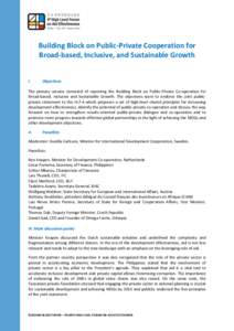 Building Block on Public-Private Cooperation for Broad-based, Inclusive, and Sustainable Growth I.  Objectives