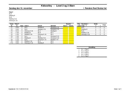 Kidsvolley - Level 2 og 2 Åben Søndag den 16. november i Randers Real Skoles hal  Pulje F