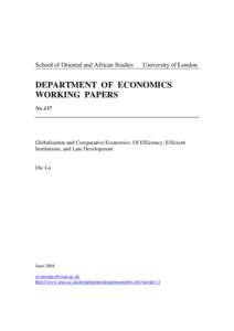 NEW COMPARATIVE ECONOMICS