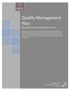 FYQuality Management Plan Big Bend Community Based Care, Inc.