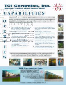 TCI Ceramics, Inc. Manufacturers of Dielectric, Magnetic, & Advanced Materials C A PA B I L I T I E S O V