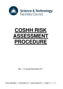 COSHH Risk Assessment Procedure