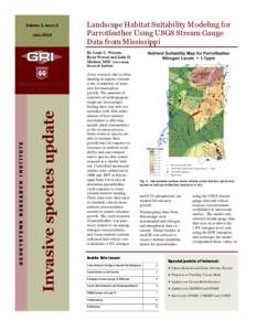 Volume 2, Issue 2 June 2010 Landscape Habitat Suitability Modeling for Parrotfeather Using USGS Stream Gauge Data from Mississippi