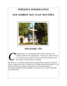 WEDDING INFORMATION OLD MISSION SAN JUAN BAUTISTA FOUNDED[removed]C
