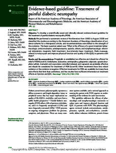 SPECIAL ARTICLE  Evidence-based guideline: Treatment of painful diabetic neuropathy Report of the American Academy of Neurology, the American Association of Neuromuscular and Electrodiagnostic Medicine, and the American 