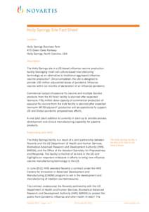 Holly Springs Site Fact Sheet Location Holly Springs Business Park 475 Green Oaks Parkway Holly Springs, North Carolina, USA Description