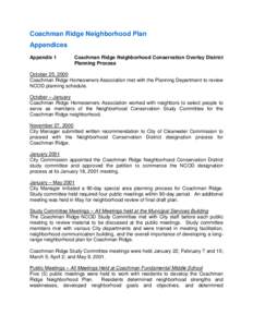 Coachman Ridge Neighborhood Plan Appendices Appendix 1 Coachman Ridge Neighborhood Conservation Overlay District Planning Process