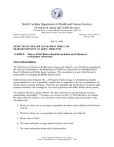 North Carolina Department of Health and Human Services Division of Aging and Adult Services 2101 Mail Service Center • Raleigh, North Carolina[removed]Phone[removed]Fax[removed]Michael F. Easley, Governor