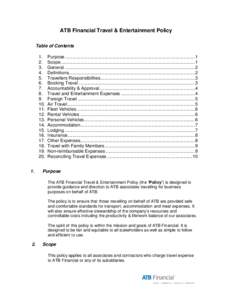 ATB Financial Travel & Entertainment Policy Table of Contents[removed].