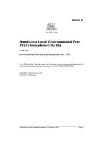 2009 No 45  New South Wales Nambucca Local Environmental Plan[removed]Amendment No 66)