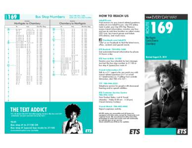 Bus Stop Numbers Destinations Destinations  Northgate to Chambery