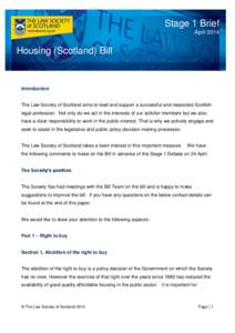 Stage 1 Brief April 2014 Housing (Scotland) Bill  Introduction