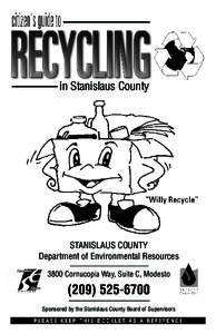 in Stanislaus County  STANISLAUS COUNTY Department of Environmental Resources 3800 Cornucopia Way, Suite C, Modesto