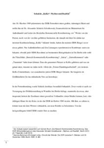 Schalcks „KoKo“: Mythos und Realität1  Am 30. Oktober 1989 präsentierte das DDR-Fernsehen einen großen, stämmigen Mann und stellte ihn als Dr. Alexander Schalck-Golodkowski, Staatssekretär im Ministerium für Au