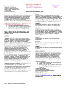 State of New Hampshire Office of the Attorney General Consumer Protection and Antitrust Bureau -Tobacco Compliance Project 33 Capitol Street Concord, NH[removed]