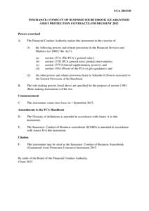 FCAINSURANCE: CONDUCT OF BUSINESS SOURCEBOOK (GUARANTEED ASSET PROTECTION CONTRACTS) INSTRUMENT 2015 Powers exercised A.