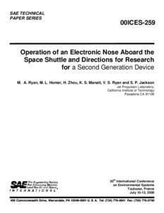 SAE TECHNICAL PAPER SERIES 00ICES-259  Operation of an Electronic Nose Aboard the