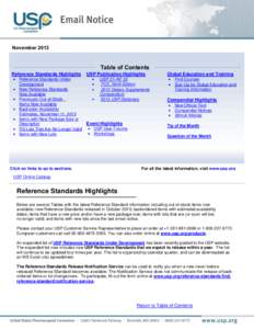 November[removed]Table of Contents Reference Standards Highlights  Reference Standards Under Development