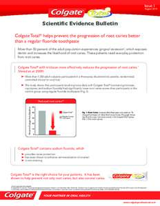 Issue 1  August 2010 Scientific Evidence Bulletin Colgate Total® helps prevent the progression of root caries better