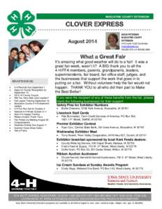 MUSCATINE COUNTY EXTENSION MUSCATINE COUNTY EXTENSION CLOVER EXPRESS August 2014