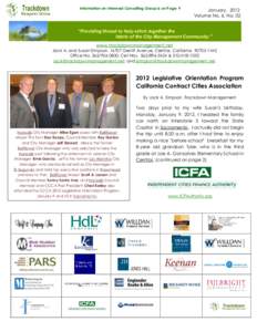 Read  Information on Interwest Consulting Group is on Page 9 January, 2012 Volume No. 6, No. 02