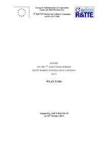 Group of Administrative Co-operation Under the R&TTE Directive 5th R&TTE Market Surveillance Campaign on WLAN 5 GHz  REPORT