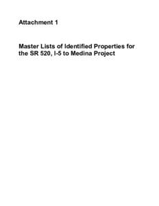 SR 520 I-5 to Medina - Final EIS: Att 7 Cultural Resources DR Attachments