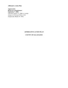 Affirmative Action Plan Approved by Board of Commissioners September 7, 2004 (Amended August 15, 2006, to include change to Personnel Policy 2.01)