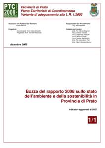 Provincia di Prato Piano Territoriale di Coordinamento Variante di adeguamento alla L.RAssessore alle Politiche del Territorio Nadia Baronti