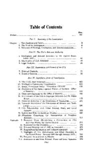 Commission on CIA Activities within the United States: Table of Contents