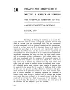 10  STRAINS AND STRATEGIES IN WRITING A SCIENCE OF POLITICS THE UNSETTLED RHETORIC OF THE AMERICAN POLITICAL SCIENCE