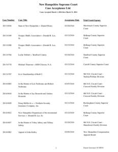 New Hampshire Supreme Court Case Acceptance List Cases Accepted March 1, 2014 thru March 31, 2014 Case Number