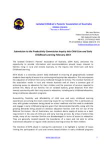 Microsoft Word - Submission to PC Inquiry into Child Care and Early Childhood Learningdocx
