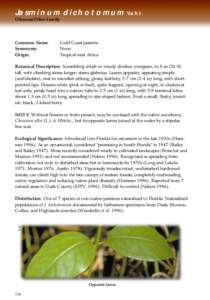 Jasminum dichotomum Vahl Oleaceae/Olive Family Common Name: Synonymy: Origin: