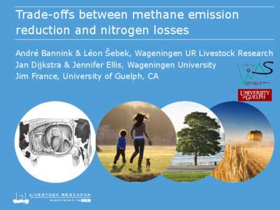 Trade-offs between methane emission reduction and nitrogen losses André Bannink & Léon Šebek, Wageningen UR Livestock Research Jan Dijkstra & Jennifer Ellis, Wageningen University Jim France, University of Guelph, CA