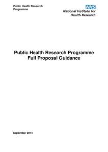 Public Health Research Programme Full Proposal Guidance September 2014  Contents