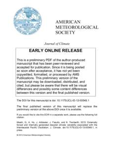 AMERICAN METEOROLOGICAL SOCIETY Journal of Climate  EARLY ONLINE RELEASE