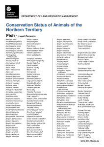 Conservation Status of Animals of the Northern Territory Fish - Least Concern