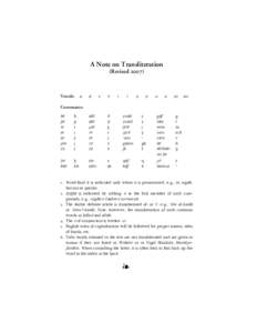 A Note on Transliteration (RevisedVowels:  a