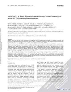 Int. J. Radiat. Biol., 2011, Early Online, pp. 1–15  Int J Radiat Biol Downloaded from informahealthcare.com by Columbia University on[removed]For personal use only.  The RABiT: A Rapid Automated Biodosimetry Tool for