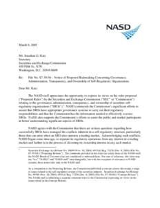 March 8, 2005  Mr. Jonathan G. Katz Secretary Securities and Exchange Commission 450 Fifth St., N.W.