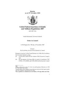 Reprint as at 29 November 2010 United Nations Sanctions (Al-Qaida and Taliban) Regulations[removed]SR[removed])